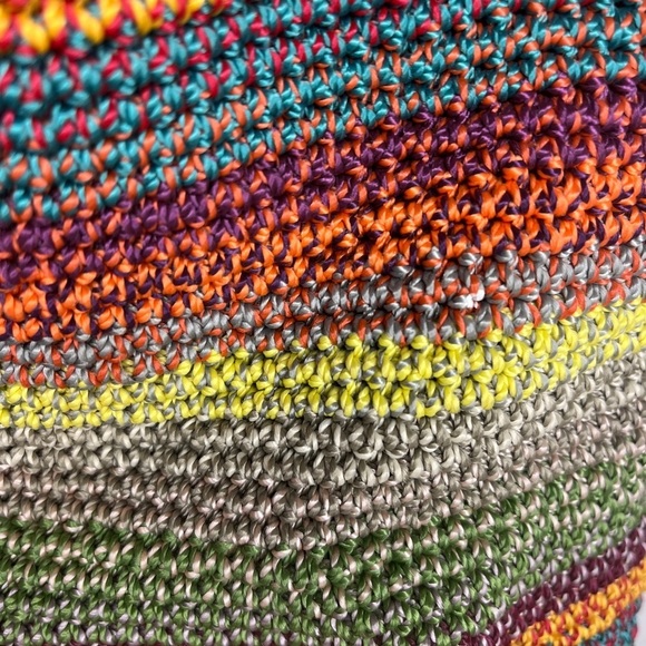 The Sak Gypsy Cambria Multi-Colored Striped Crochet Knit Tote Shoulder Bag Boho - Picture 3 of 13